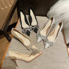 Pointed Bow Stiletto Heels Shoes