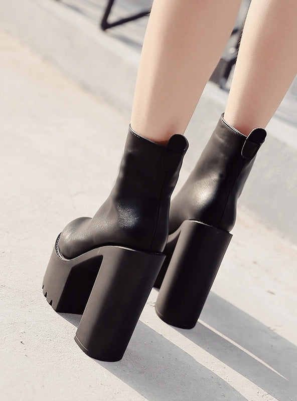 Thick-heeled High-heeled Zipper Martin Boots