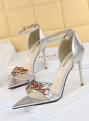 Metal Ddecorative Chain Rhinestone Sandals