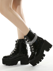 Thick High Heel Boots Chain Platform Thick Soles