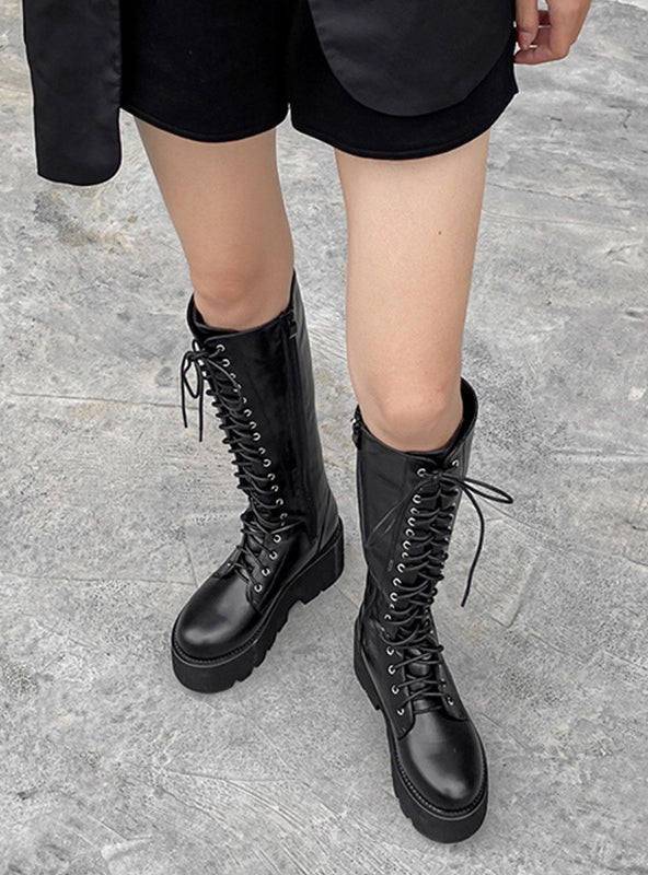 Retro Thick Bottom Side Zipper Slim Martin Boots