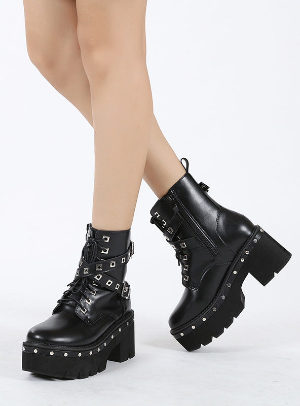 Women's Thick Soles Rivets Short Boots