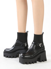 Socks Waterproof Platform High Heel Thick Booties