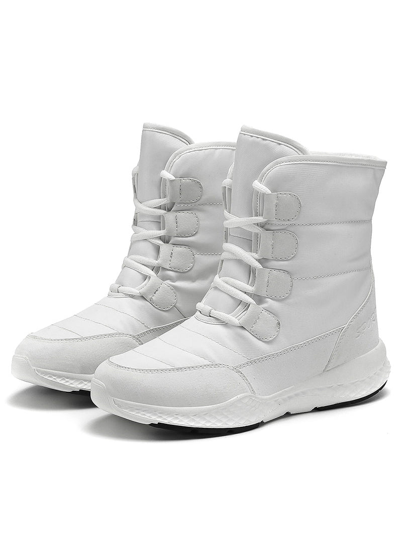 Women White Snow Boot Short Style Water-resistance Upper Non-slip