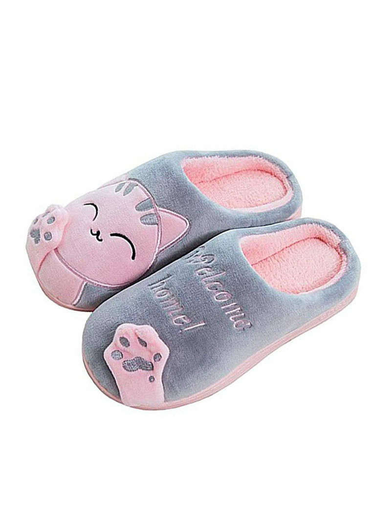 Women Winter Home Slippers Cartoon Cat Shoes