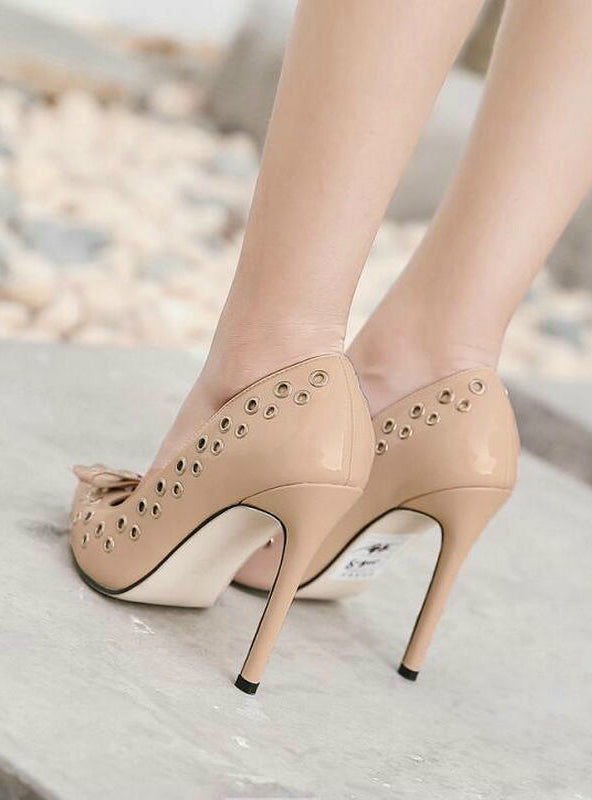 Pumps Rivet Shoes Rome Butterfly Knot High Heels