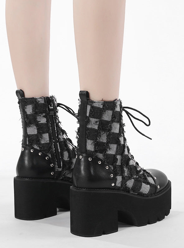 Women's Thick Chain and Thick Heel Boots Shoes