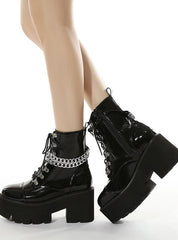 Thick High Heel Boots Chain Platform Thick Soles