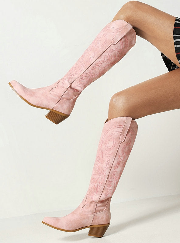 Embroidered Western Cowboy Boots Retro High Boots