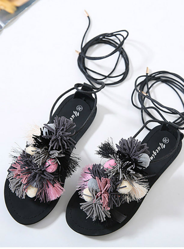 Lace Up Open Toe Sandals Handmade Rome