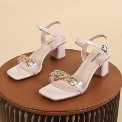 Flat-heeled Metal Chain Buckle Sandals