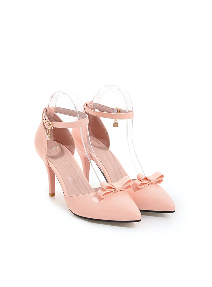 Ankle Strap High Heels Bow Pumps Pointed Toe