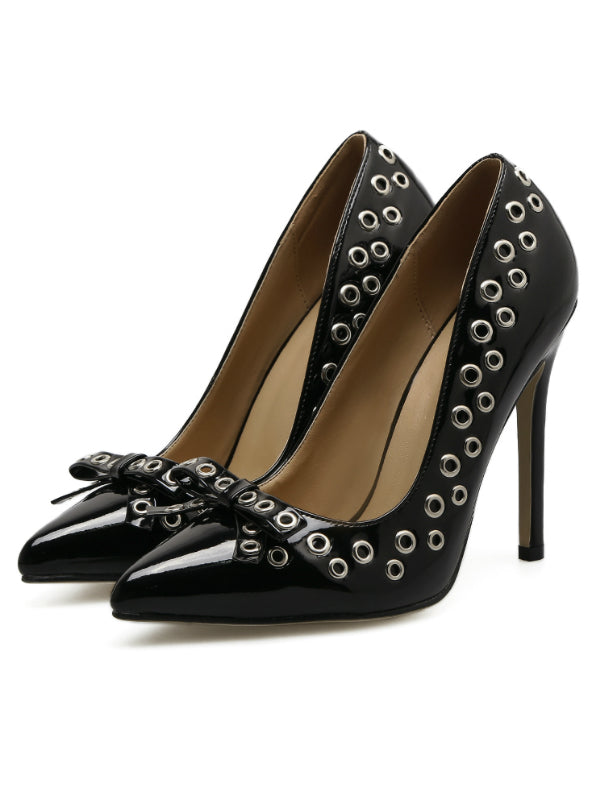 Pumps Rivet Shoes Rome Butterfly Knot High Heels