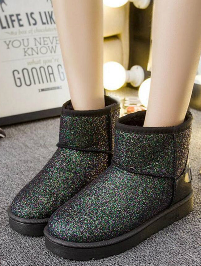 Winter Snow Boots Sequins Classic Women Short Boots