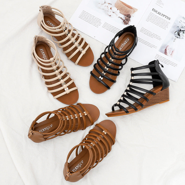 Retro Openwork Roman Wedge Heels Sandals