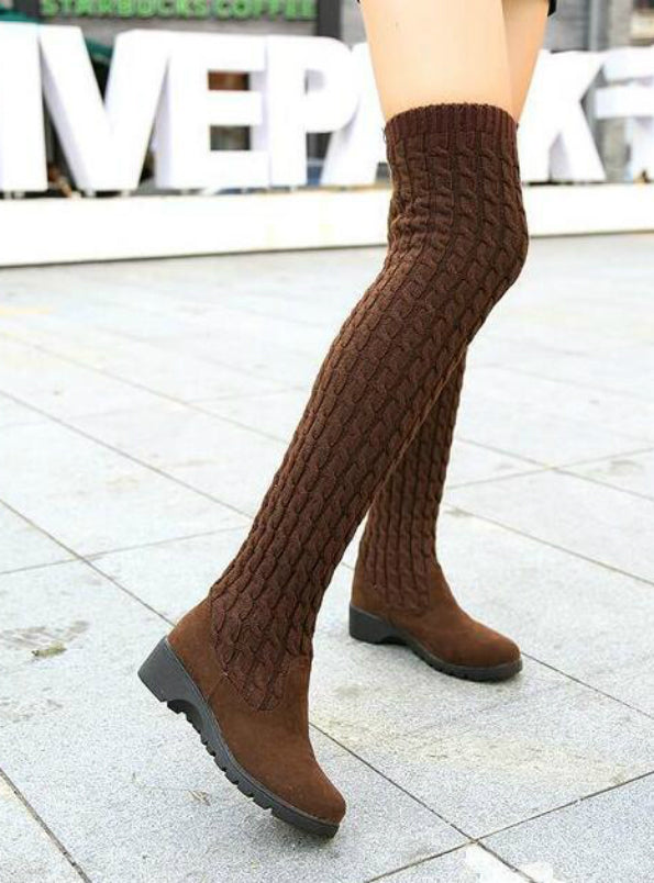 Knee High Boots Elastic Slim Warm Long Thigh
