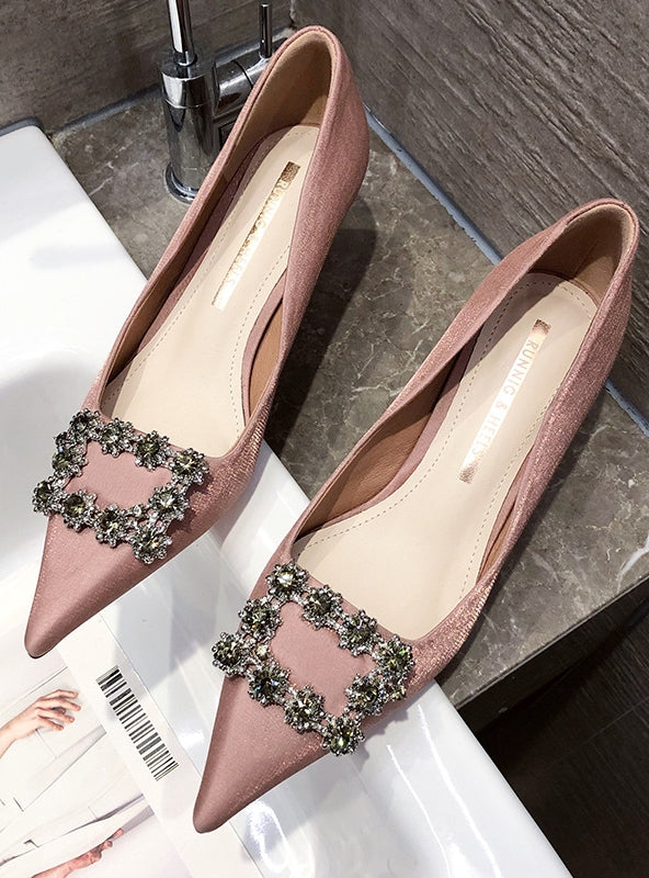 Pointed Stiletto Heels Beads Shoes