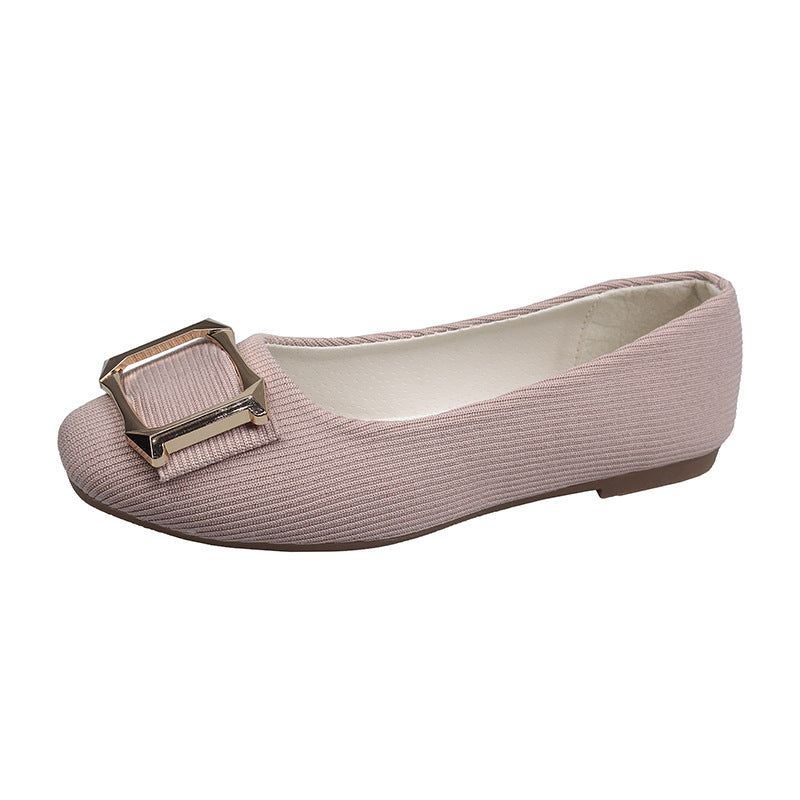 Square Buckle Shallow Flat Shoes