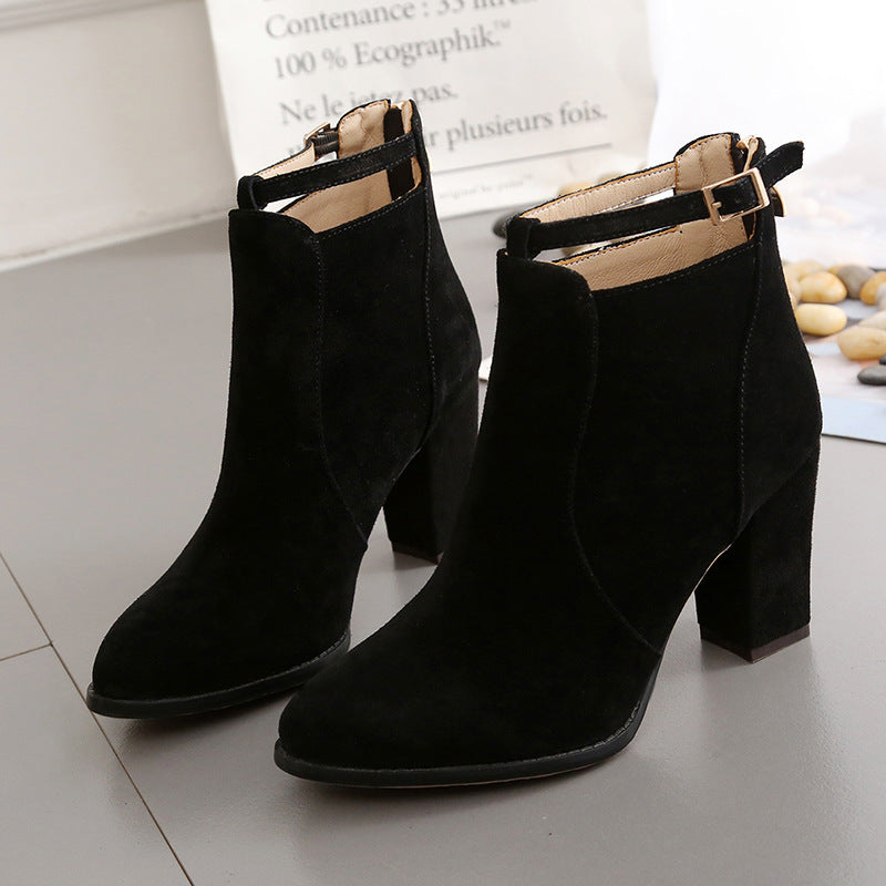 Thick Heels Back Zipper Martin Boots