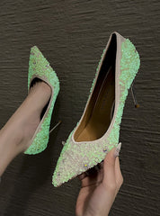 Fluorescent Rhinestone High Heels