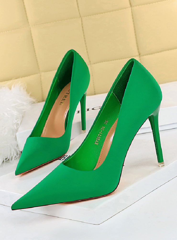 High Heels Satin Shallow Pointed Shoes