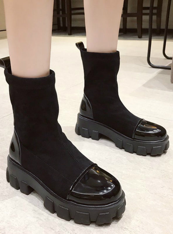 Ankle Boots Platform Shoes Women White Sock Boots