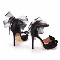 11cm Mesh Bow High-heeled Sandals