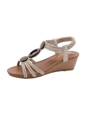 Women Retro Beaded Wedge Sandals