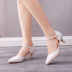 5 cm White Thin-heeled Pointed Sandals