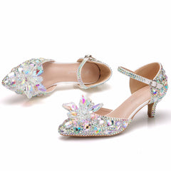 5cm Rhinestone Stiletto Pointed Sandals