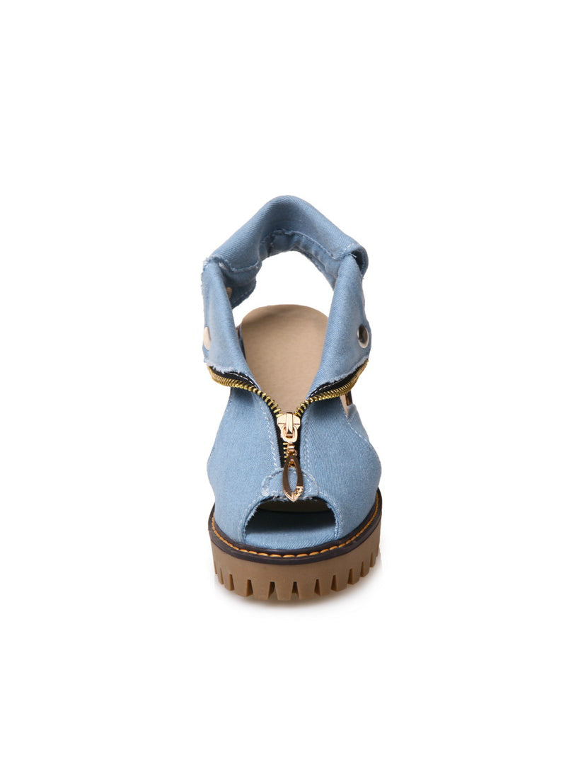 Denim Platform Sandals Women High Heel Sandal