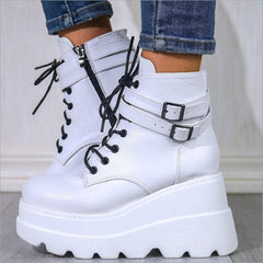 Round Head Thick Bottom Thick Buckle Short Boots