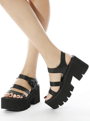 Thick Heel Metal Waterproof Platform Sandals