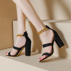 Metal Thick Heels Sandals