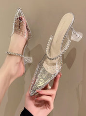 Sexy Transparent Full Diamond Slippers