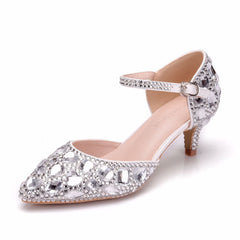 Colored Rhinestone Stiletto Pointed Sandals