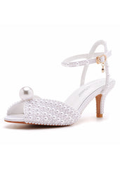 6 cm Fishmouth High-heeled Pearl Sandals