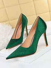 Fish Scale Shallow Pointed High Heels