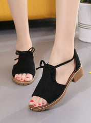 Buckle Roman Shoes Solid Color Low-heeled Sandals