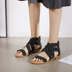 Gladiator Elastic Band Rear Zipper Sandals