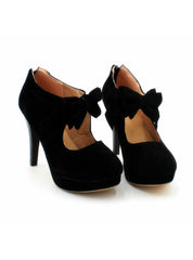 Woman Small Bow Platform Pumps High Heeled