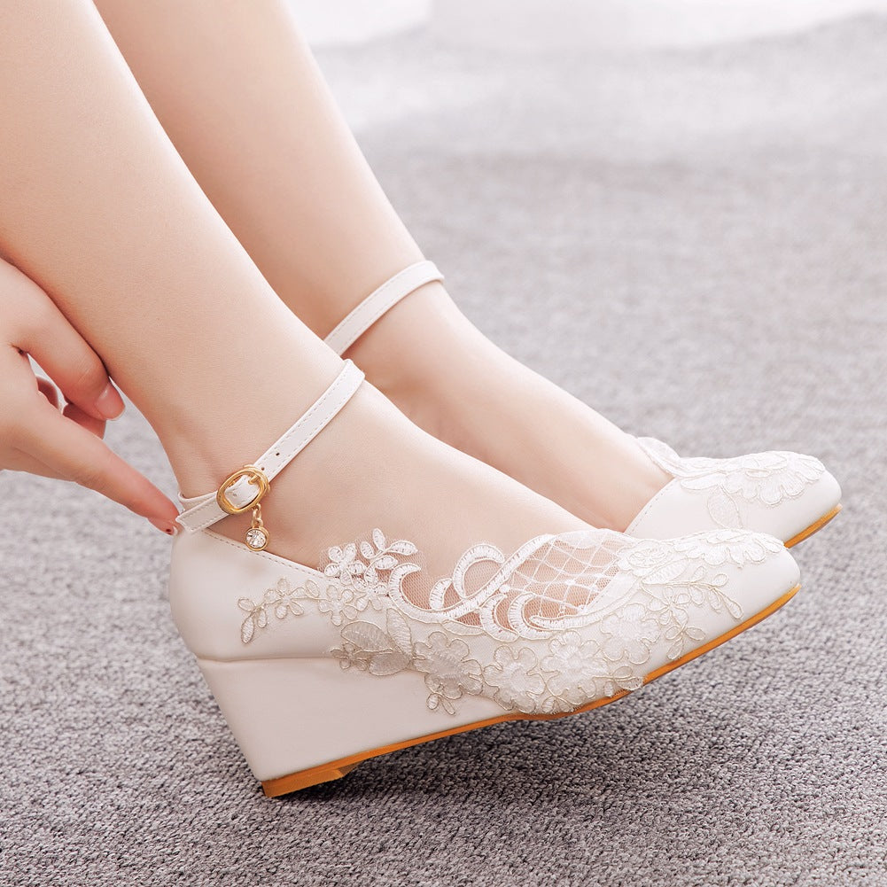 Low Wedge Heel Casual Shallow High Heels