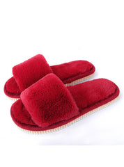 Womens Fur Slippers Winter Shoes Big Size Home Slippers Plush