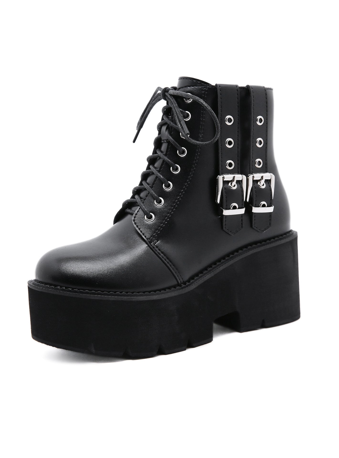 Side Zipper Front Thick Soled Short Boots