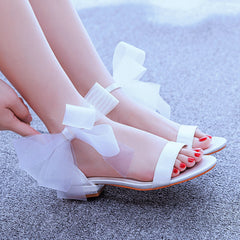 2 cm Square Satin Bow Bridal Sandals