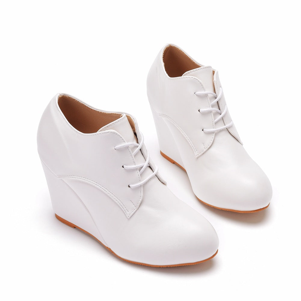 White Heeled Lace-up Heeled Boots