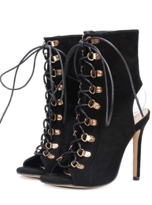 Lace Up sandals Stiletto Gladiator Shoes Short Bootie