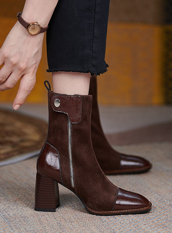 Retro High Heel Thick Heel Ladies' Booties