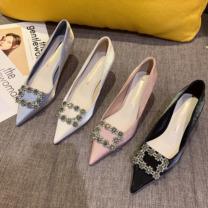 Pointed Stiletto Heels Beads Shoes