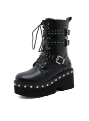 Metal Rivet Platform Martin Boots